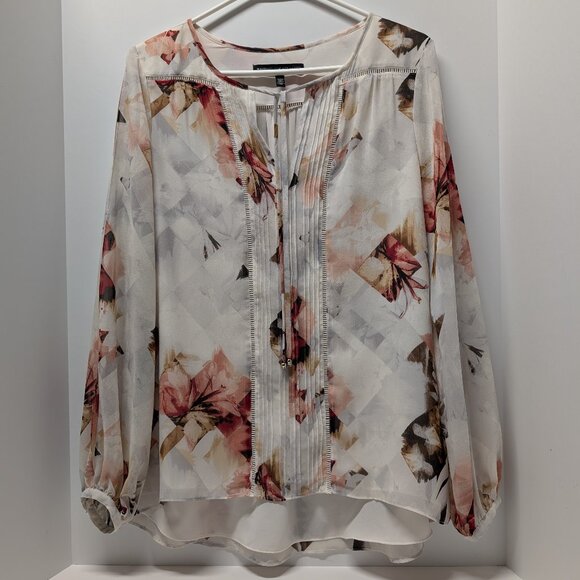 White House Black Market Zaida Boho Blouse in Ecru w/ Luscious - Picture 1 of 16